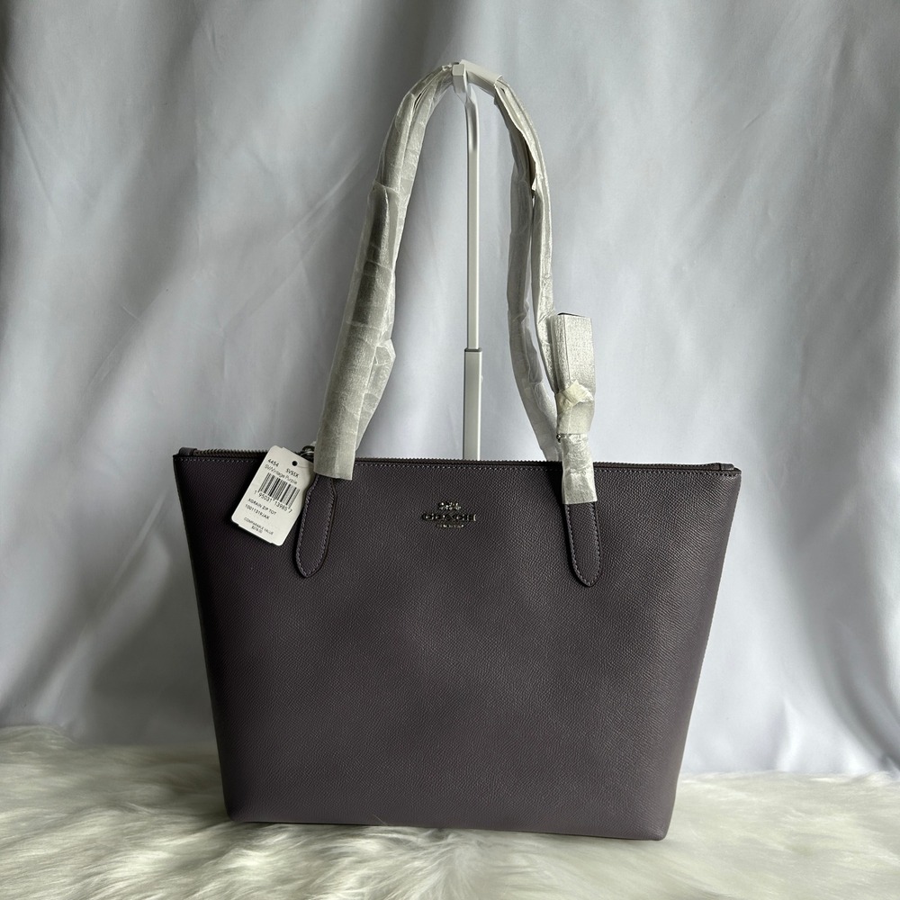 Coach Fiona‎ Vintage Purple Crossgrain Leather Zip Tote Bag NEW 4454 CW395